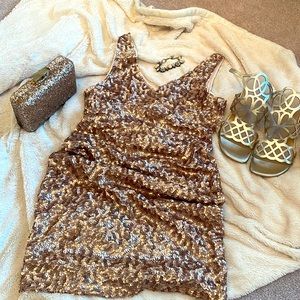Sequence mini dress , rose gold size Med